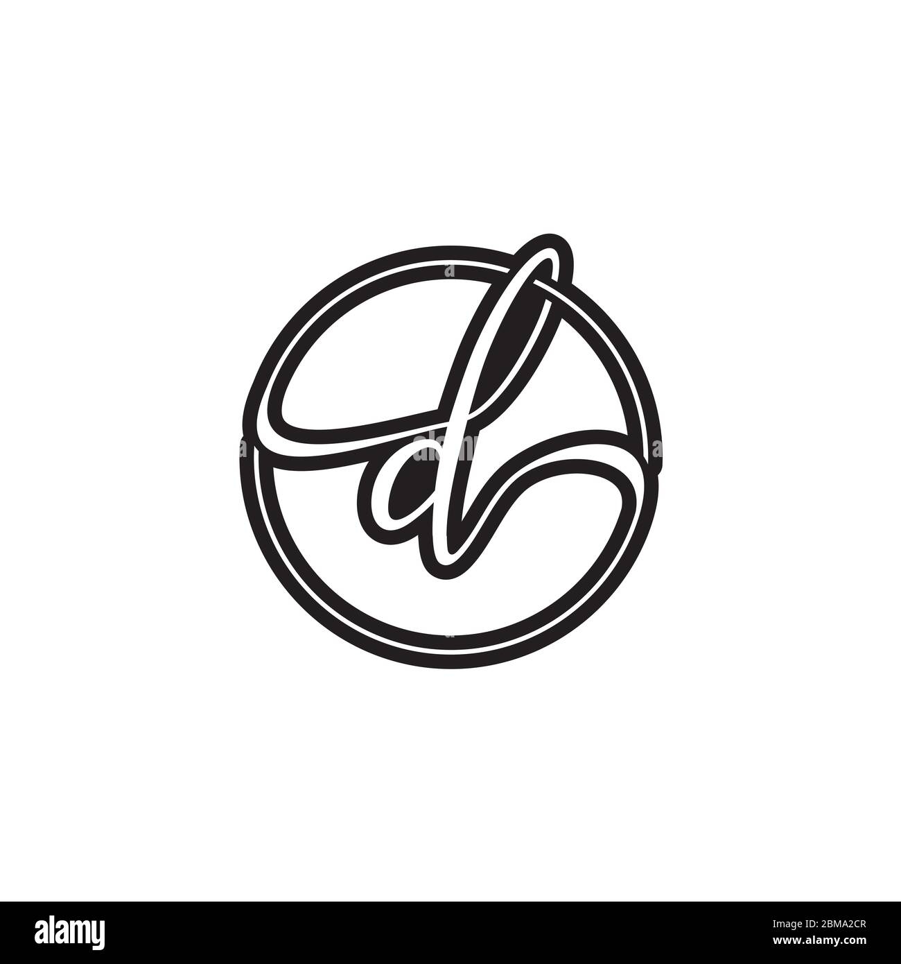 Initial Letter D Logo Script Circle Black Stock Vector Adobe Stock