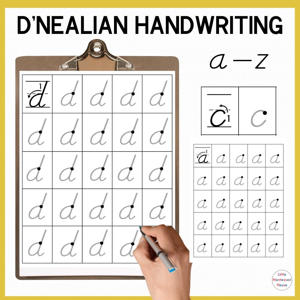 D NEALIAN HANDWRITING Letter Formation Modern Manuscript Lower Case Practice Montessori Primary Etsy D Nealian Modern Manuscript Alphabet ABC Handwriting Practice Pages Kinderbrations
