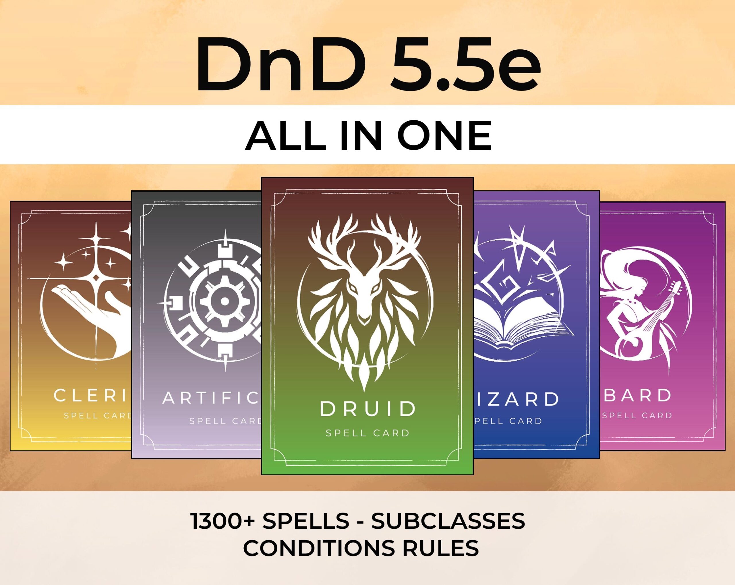 Dnd 2024 Spellcards Bundle 5 5E Compatible Printable PDF Level 0 9 Etsy Israel