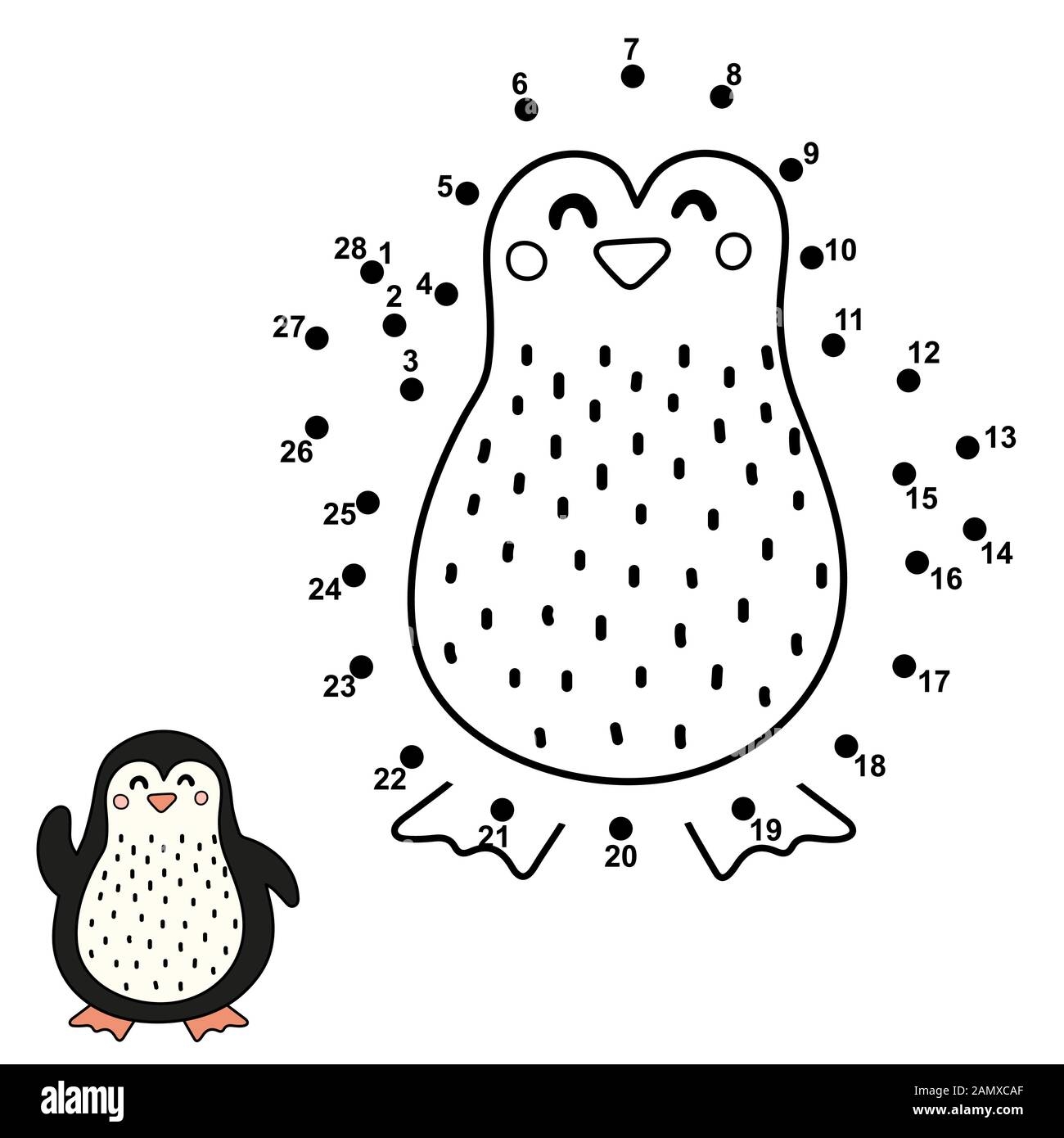 Dot To Dot Game For Children Connect The Numbers And Draw A Cute Penguin Stock Vector Image Art Alamy