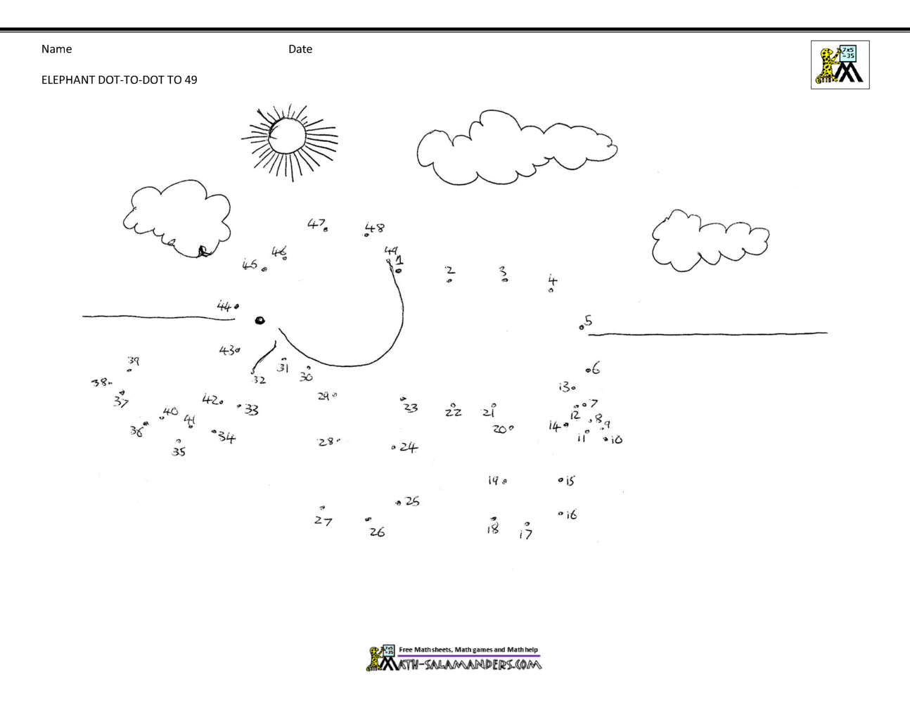 Connect The Dots 1 To 50 Worksheets Special Education Worksheets