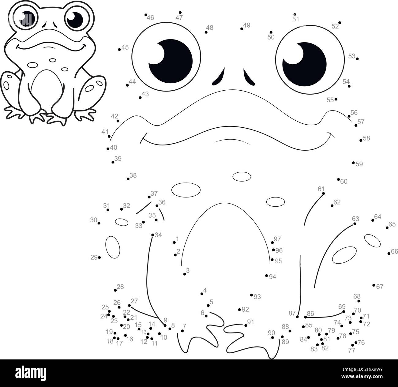 Dot To Dot Puzzle For Children Connect Dots Game Frog Illustration Stock Vector Image Art Alamy Frog Dot To Dot