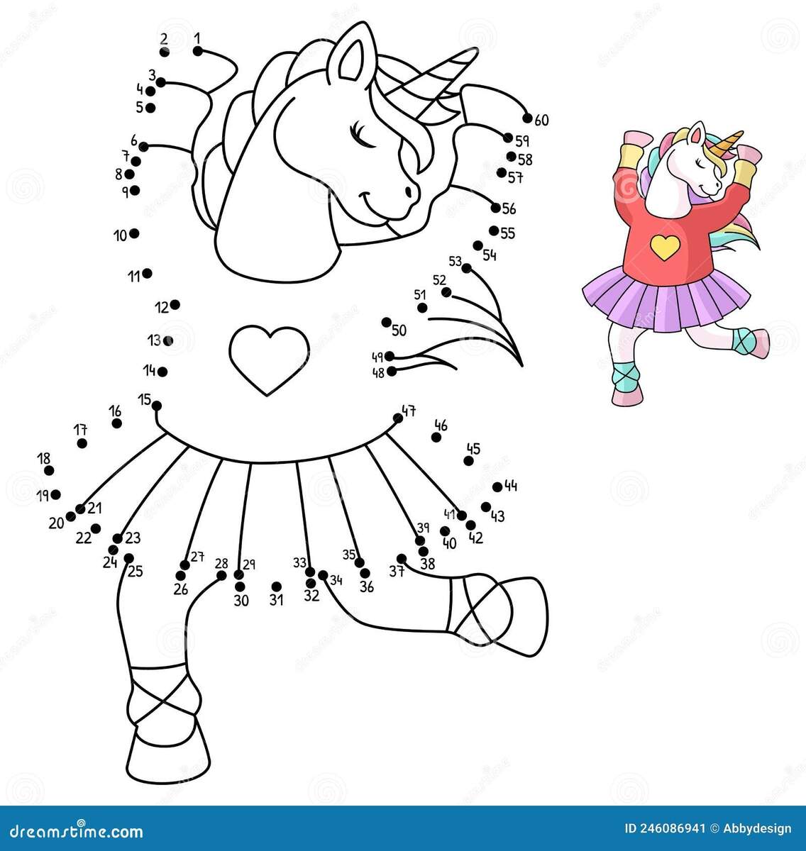 Dot To Dot Unicorn Ballerina Dancing Isolated Stock Vector Illustration Of Line Tail 246086941