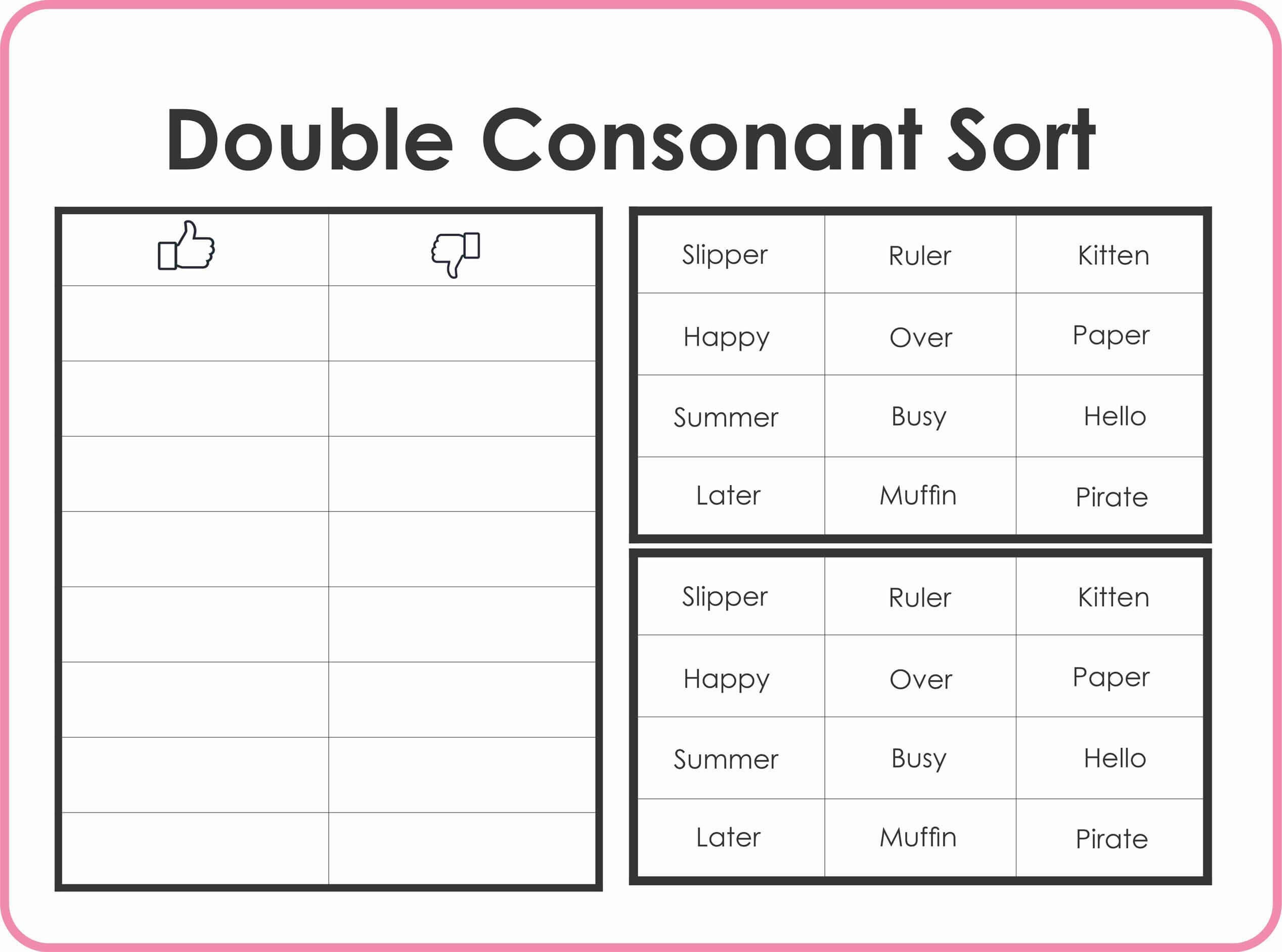 Double Consonant Worksheets Ll Ff Zz Ss Cloze Sorts Read Draw More Made By Teachers