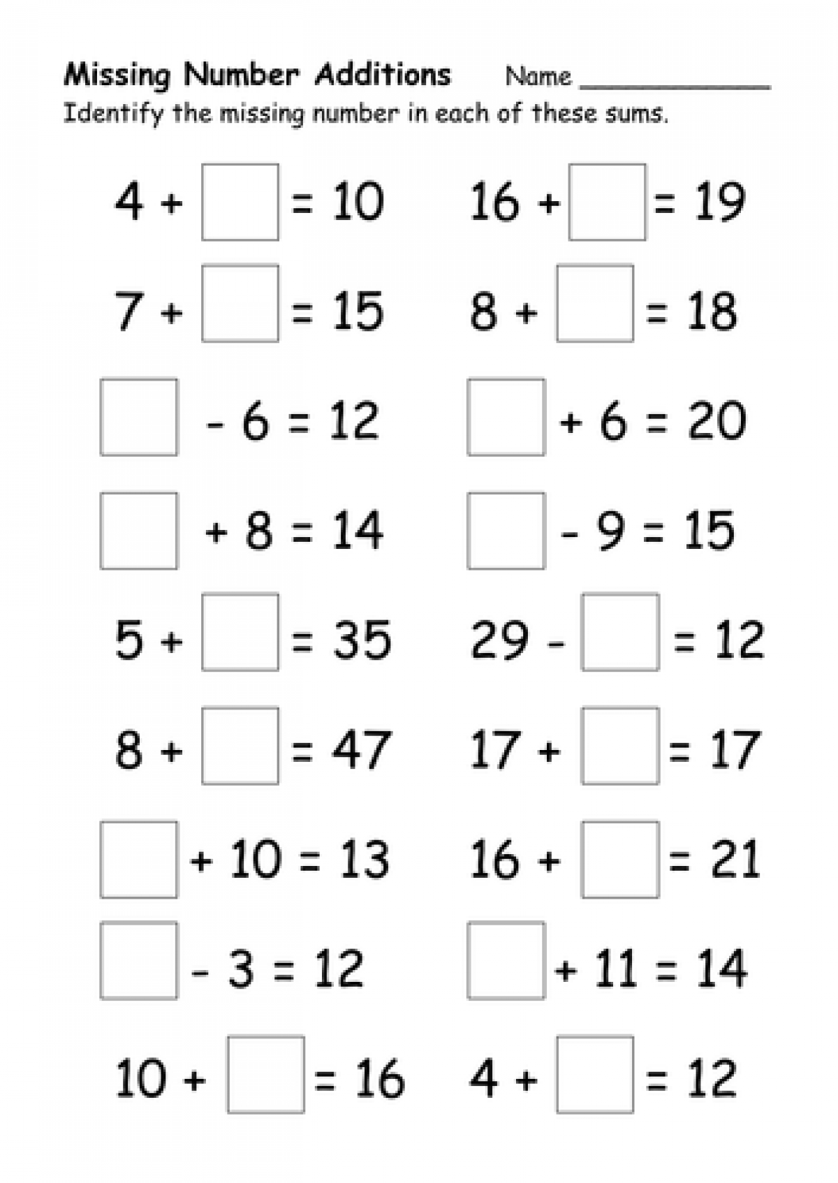 Download PDF Free Printable Addition With Missing Numbers Worksheets Worksheet School Best Grade 2 Addition Worksheets Little Sprout Art