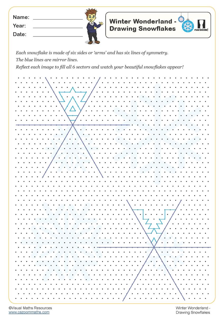 Drawing Snowflakes Worksheet Printable PDF Worksheets