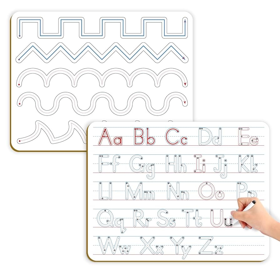 Dry Erase Handwriting Board Handwriting Practice Letter Tracing For Kids Board For Cursive Printing Style With Dry Erase Marker For Preschooler Reusable Wipe Clean ABC Alphabet Learn To Write 8 3