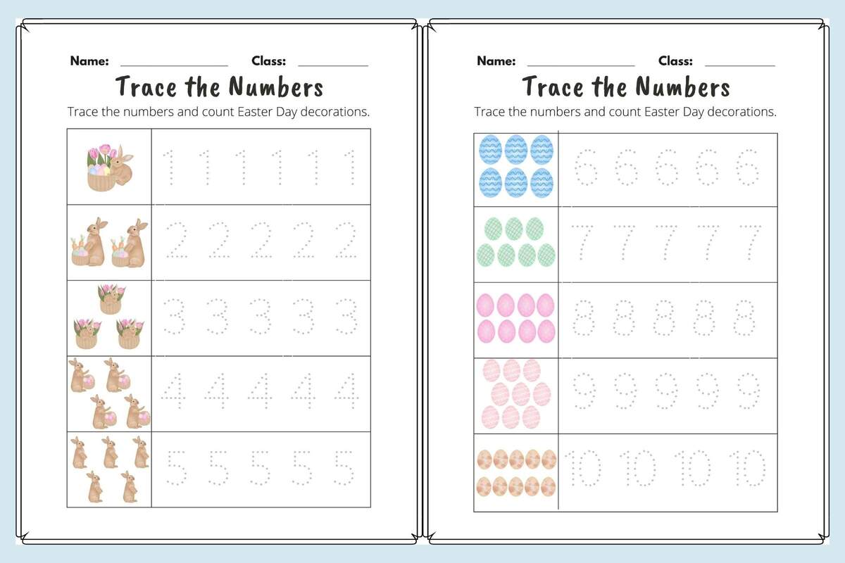 Easter Day Tracing Numbers 2 Graphic By Phichy Studio Creative Fabrica