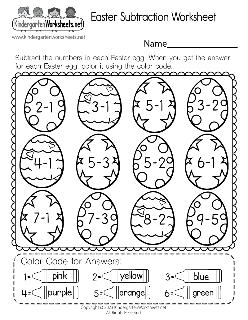 Easter Subtraction Worksheet Free Printable Digital PDF Free Subtraction Worksheet Templates To Edit And Print Canva