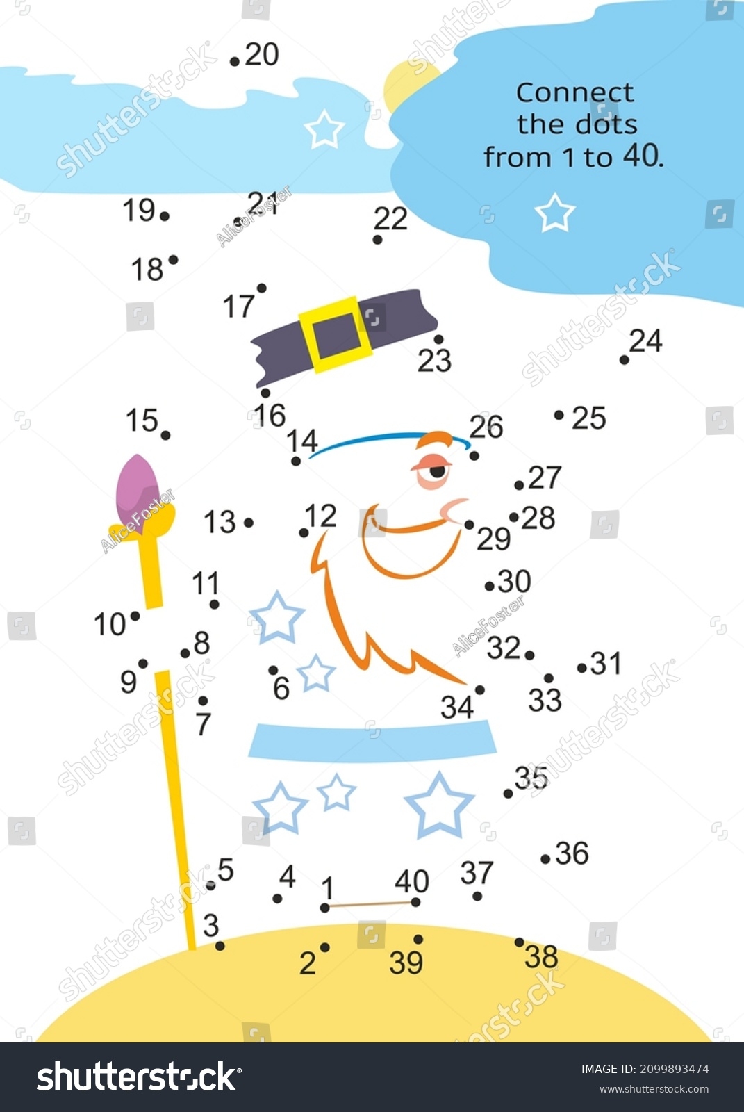 Educational Game Connect Points 1 40 Stock Vector Royalty Free 2099893474 Shutterstock