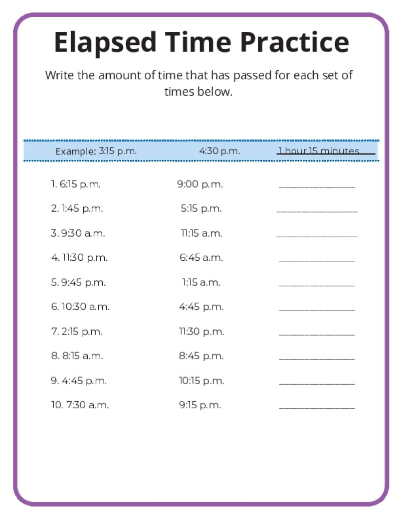 Elapsed Time Worksheets K12 Math Worksheets Elapsed Time Worksheets K12 Math Worksheets