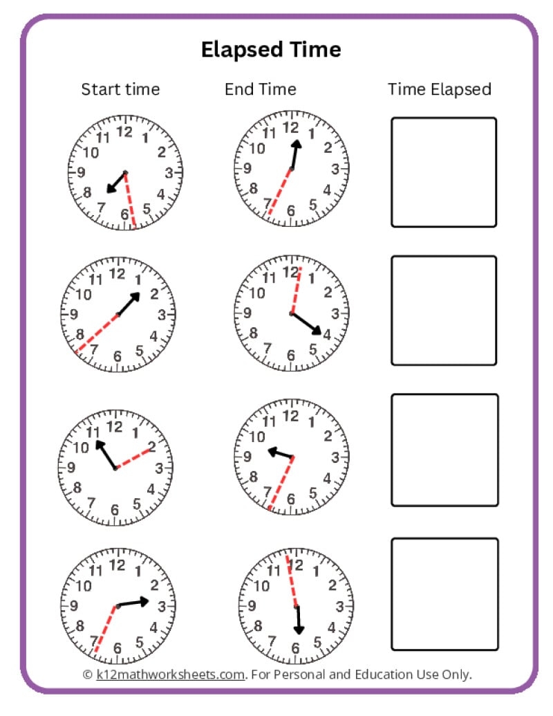 Elapsed Time Worksheets K12 Math Worksheets 10 Elapsed Time Worksheets 3rd Grade 100 FREE