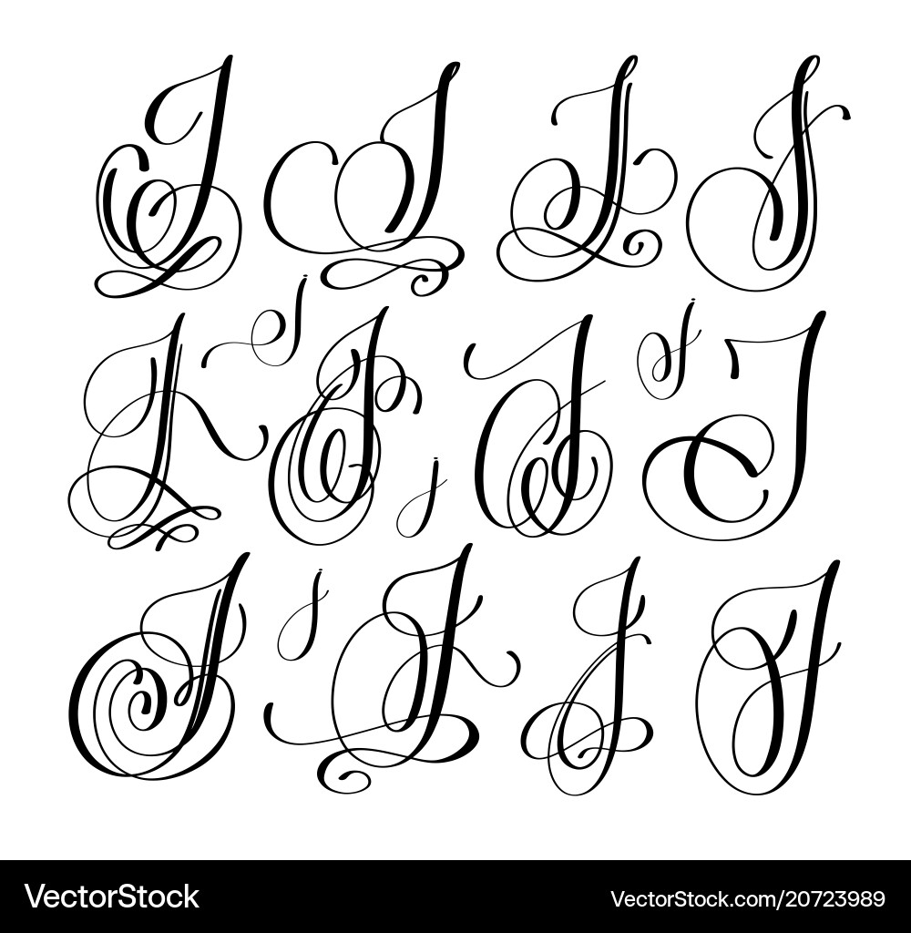 Elegant Script Letter J Set Royalty Free Vector VectorStock Elegant Script Letter J Set Royalty Free Vector VectorStock
