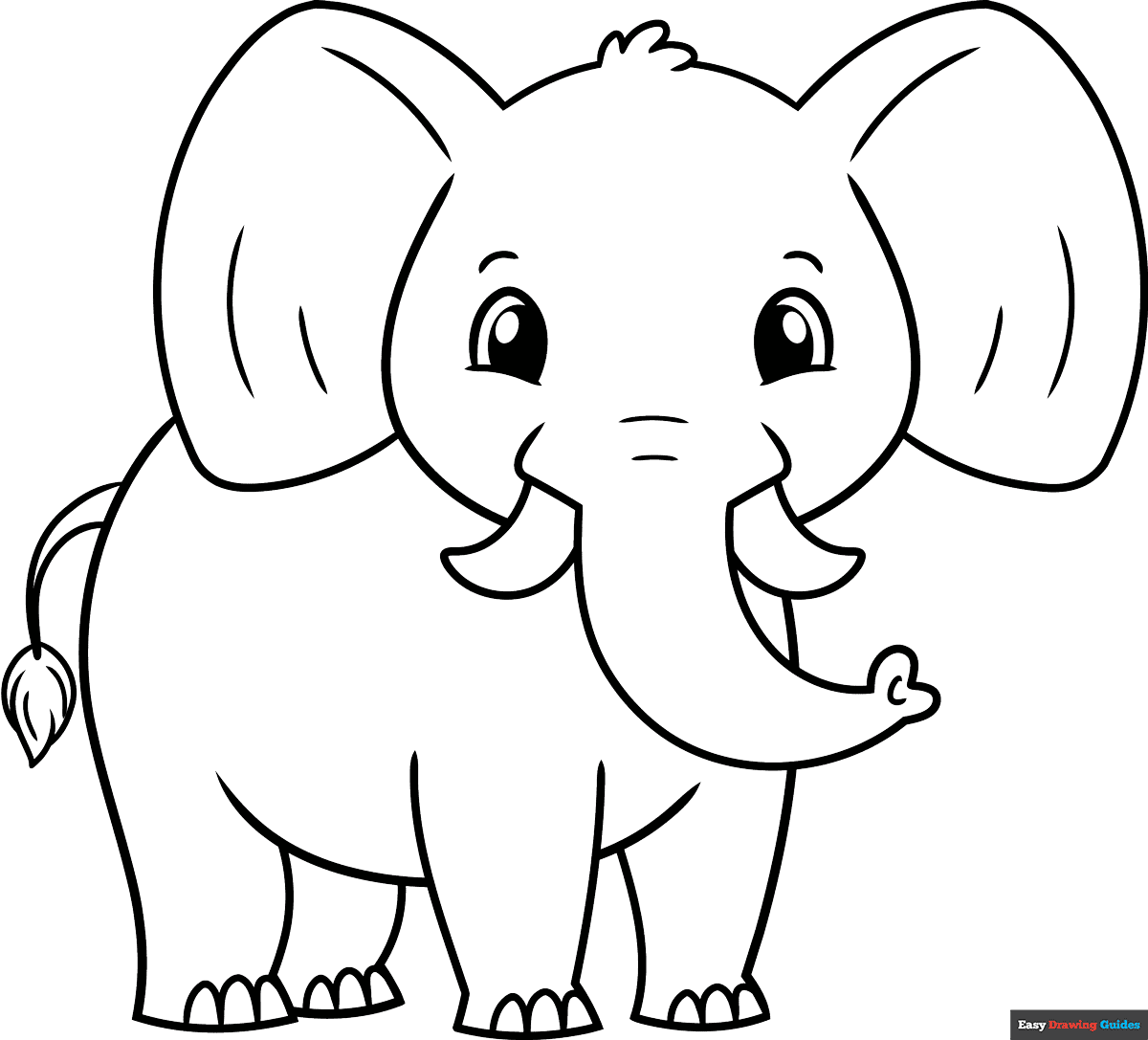 Elephant For Kids Coloring Page Easy Drawing Guides