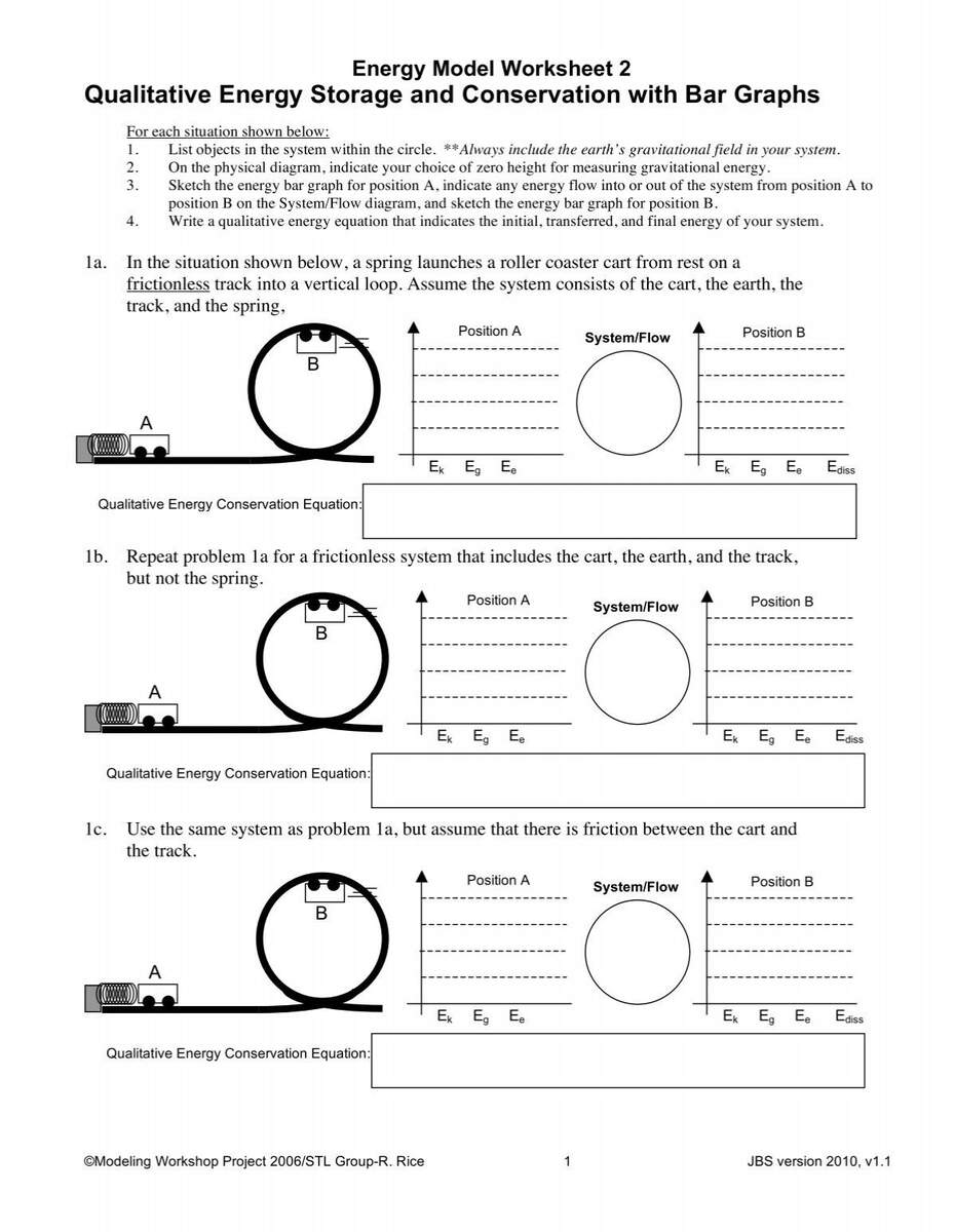 Energy Model Worksheet2 BarGraphs Modeling Physics Energy Model Worksheet2 BarGraphs Modeling Physics