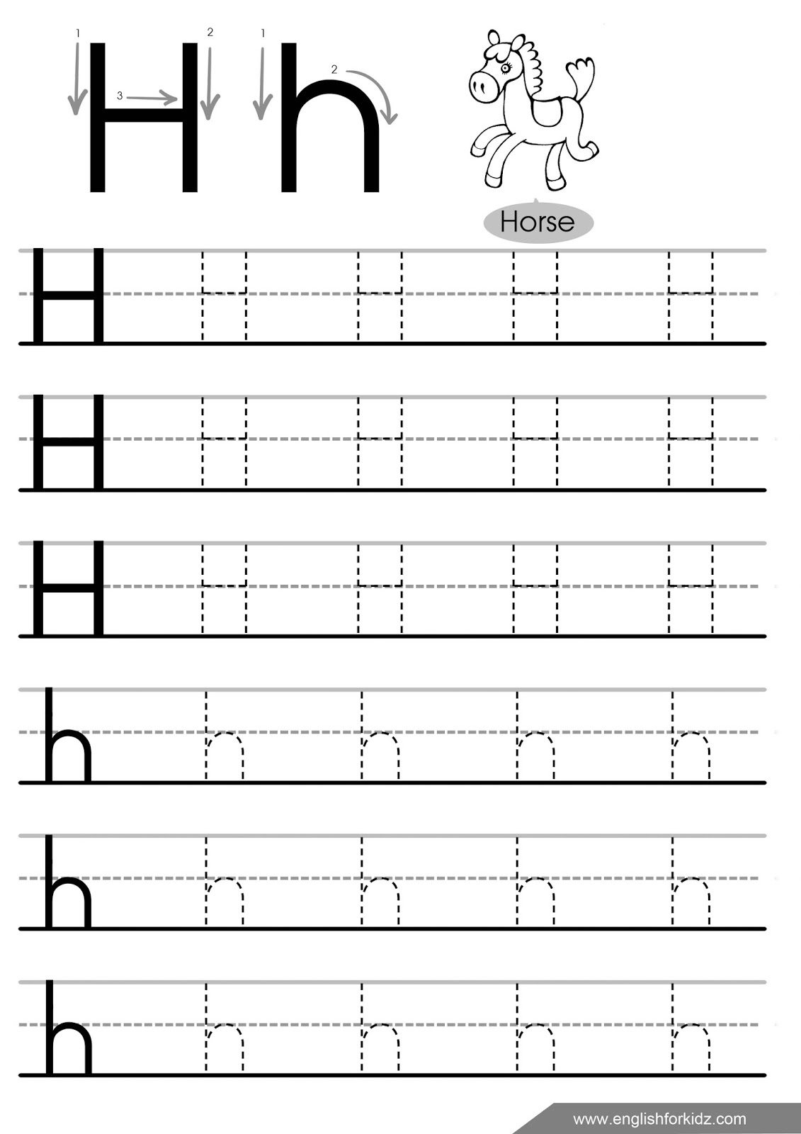 English For Kids Step By Step Letter H Worksheets Flash Cards Coloring Pages