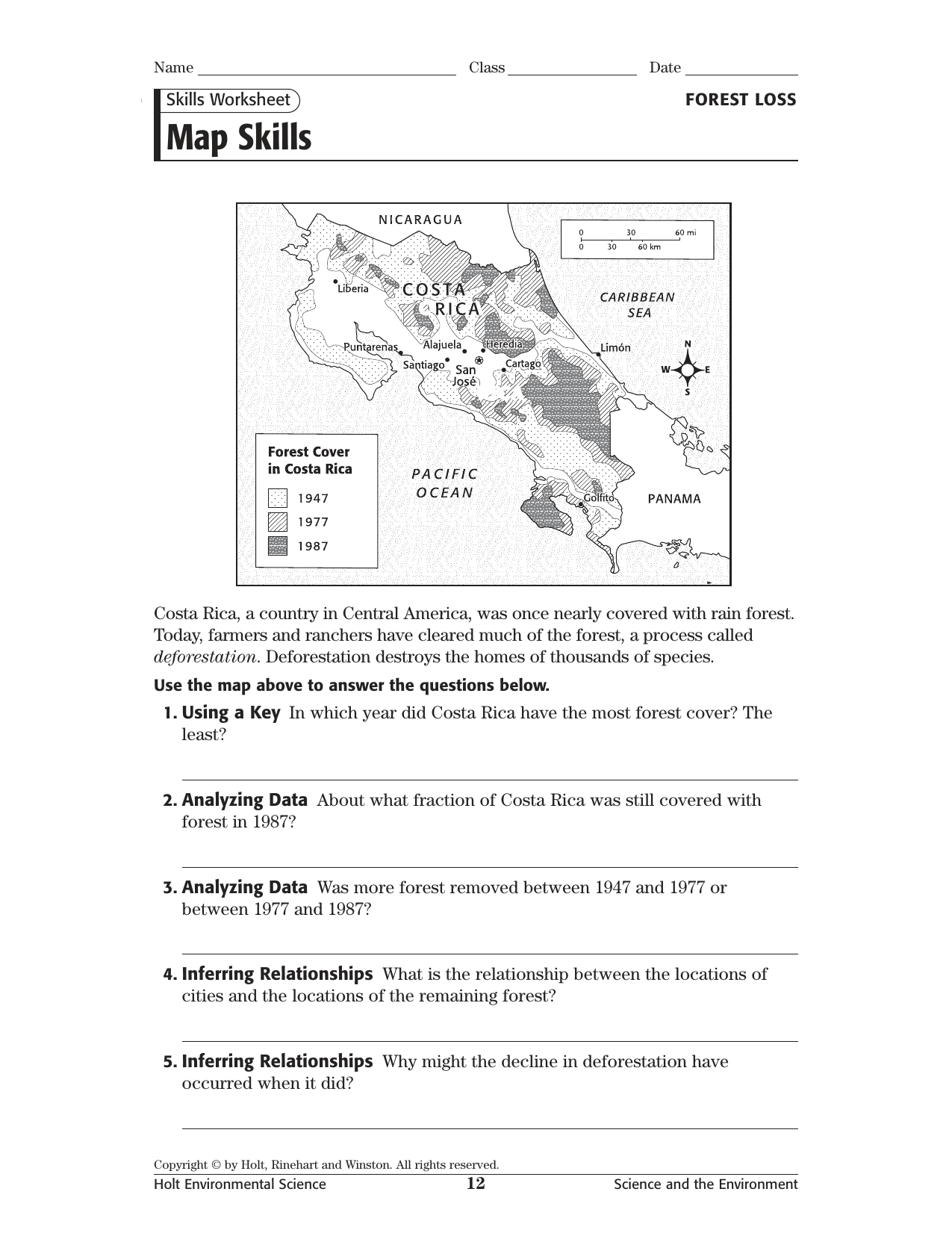 Environmental Science Map Skills Worksheet