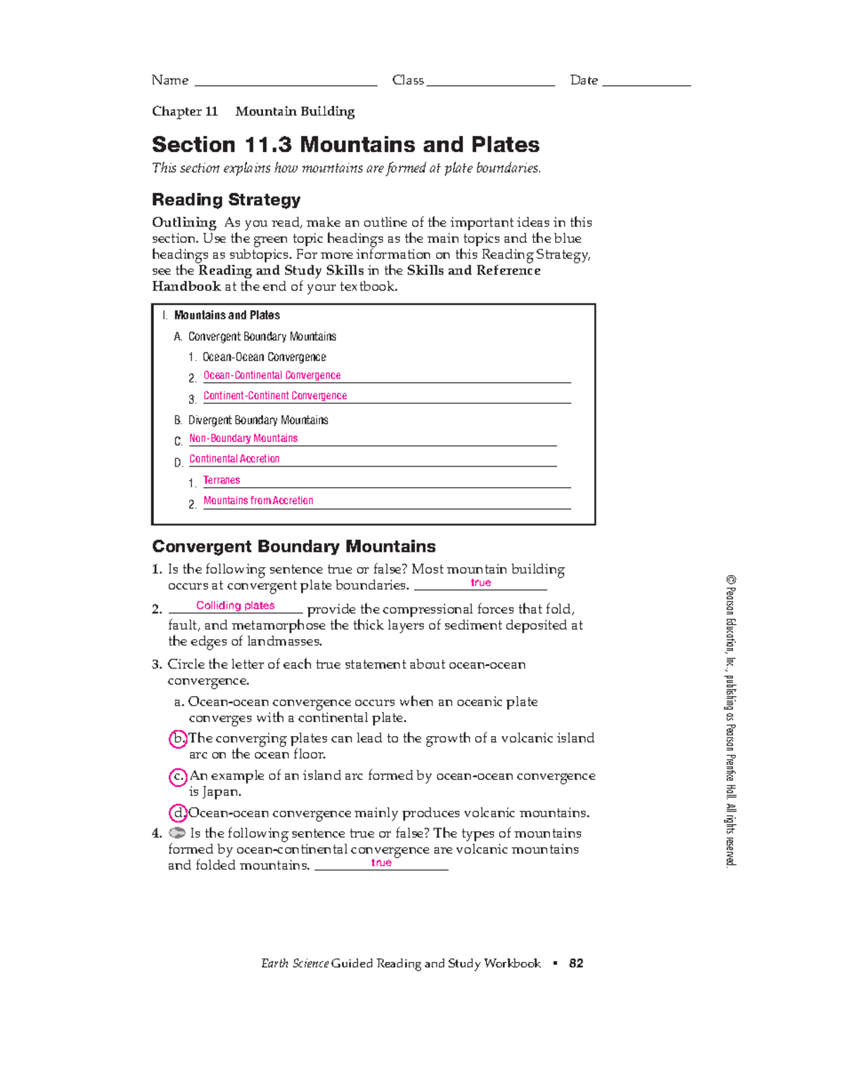 ES 11 3 Worksheet On Mountain Formation And Plate Boundaries Studocu