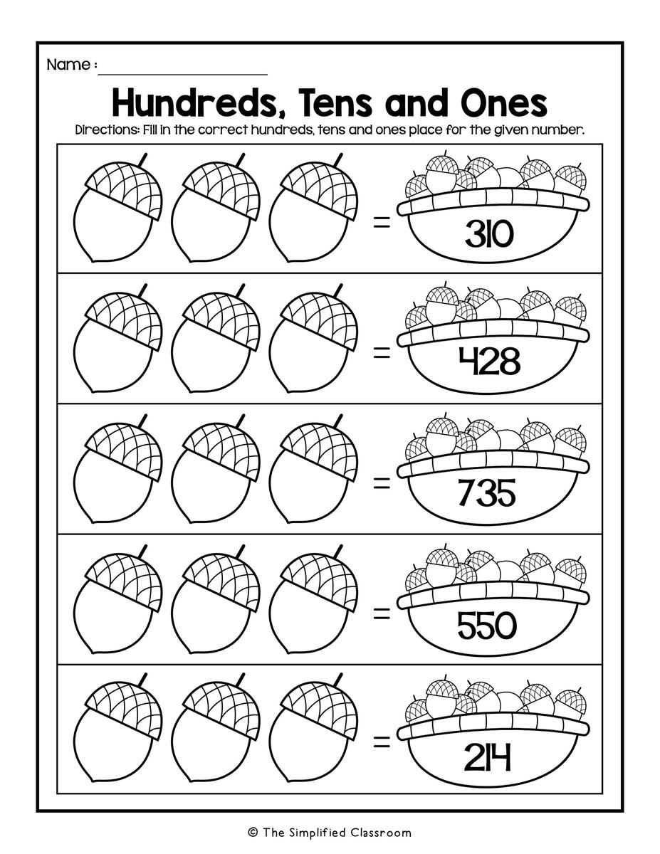 Fall Themed Place Value Math Worksheets The Simplified Classroom Fall Themed Place Value Math Worksheets The Simplified Classroom