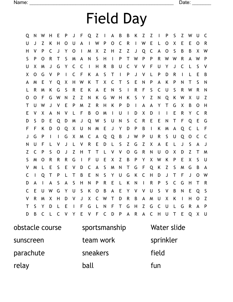 Field Day Bingo WordMint Worksheets Library