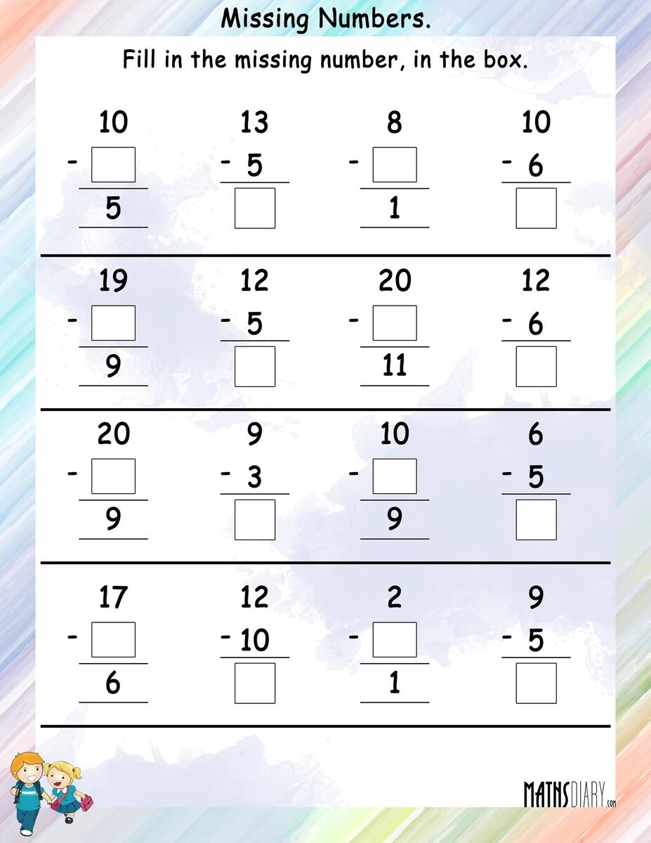 Find The Missing Numbers Math Worksheets MathsDiary