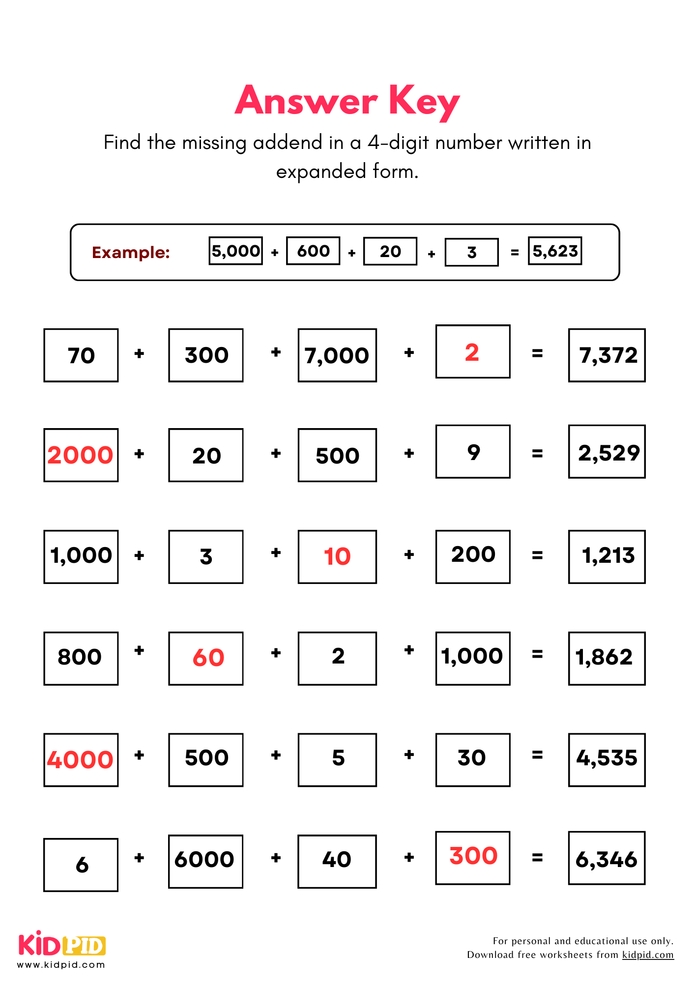 Find The Missing Place Value 4 Digits Worksheet For Grade 3 Kidpid Find The Missing Place Value 4 Digits Worksheet For Grade 3 Kidpid