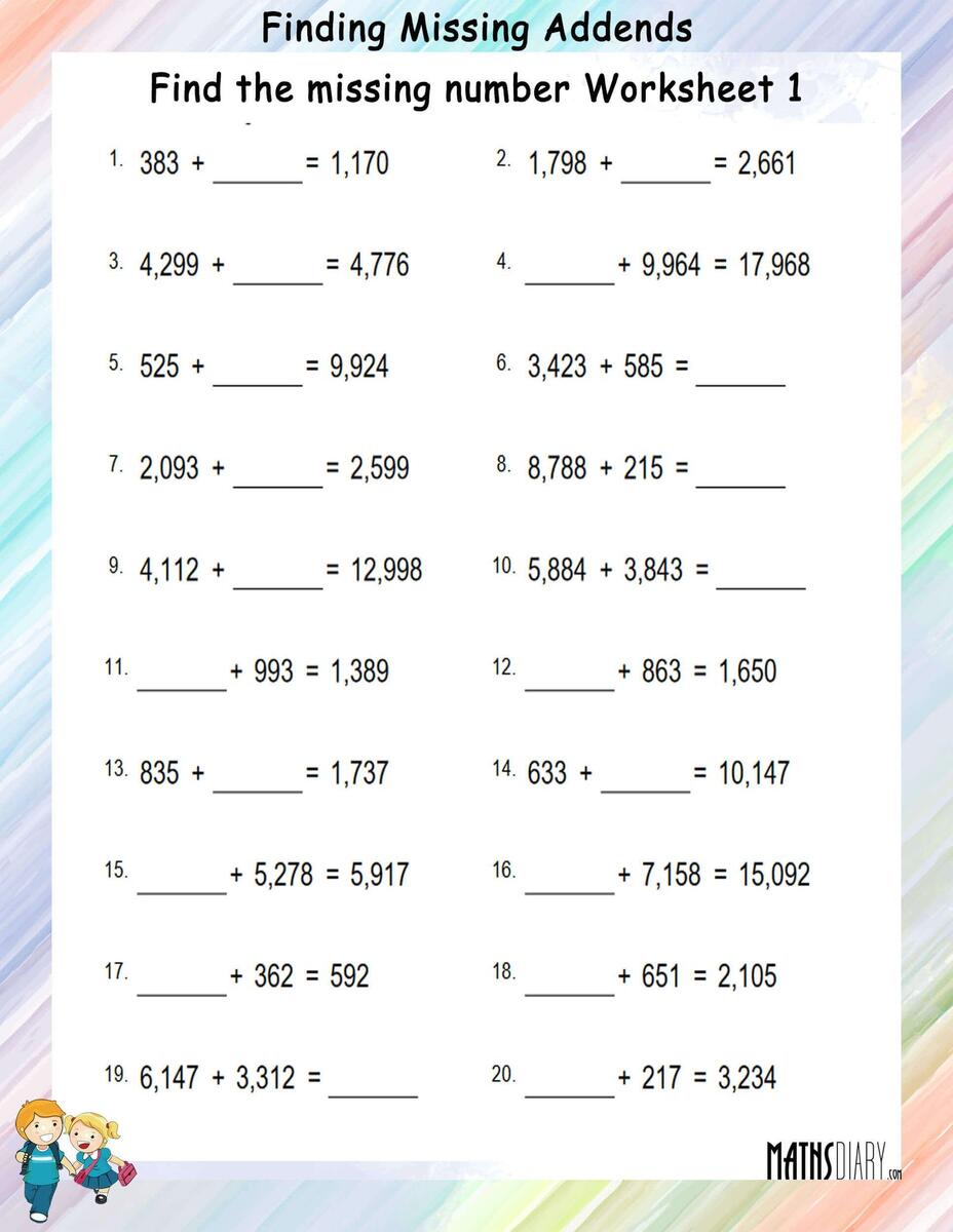 Finding The Missing Number In Addition Worksheets Math Worksheets MathsDiary