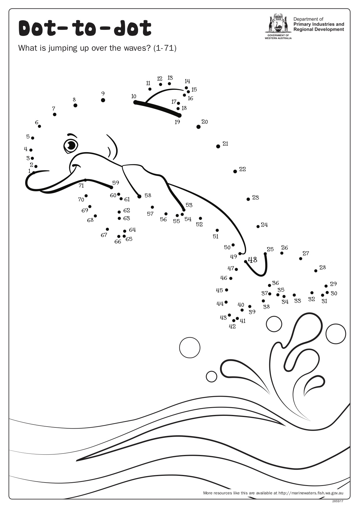 Fishy Fun Sheet Dolphin Dot to Dot Department Of Primary Industries And Regional Development