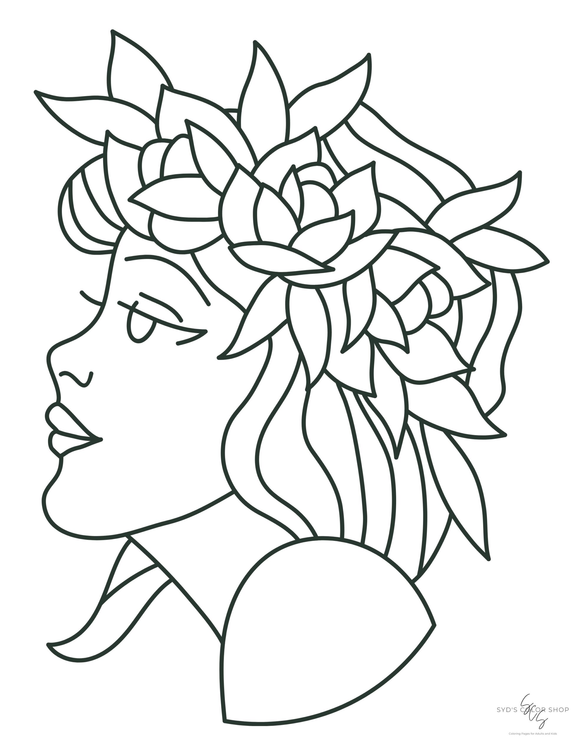 Flower Crown Coloring Page Adults Kids Anxiety Etsy