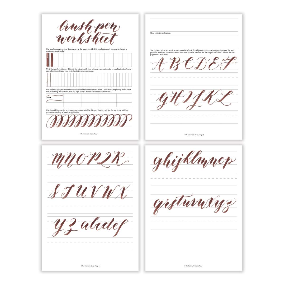 Free Basic Brush Pen Calligraphy Worksheet The Postman S Knock Flourish Alphabet Lettering Worksheet Learn To Letter Lettering Beginners Lettering Calligraphy Guide Lettering Practice Etsy Singapore