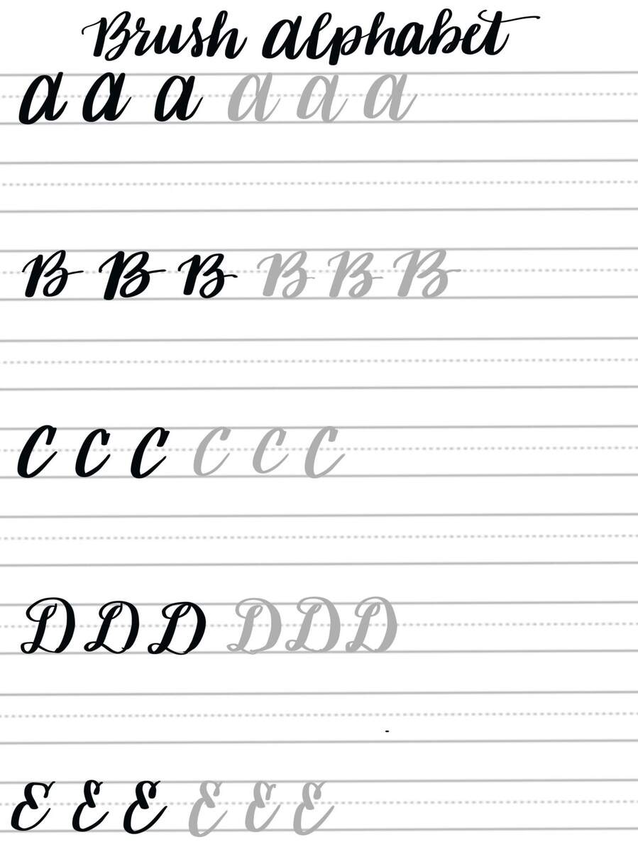 Free Brush Lettering Practice Sheets Uppercase Alphabet Amy Latta Creations Brush Script Lettering Practice Easy Calligraphy Alphabet PDF Etsy