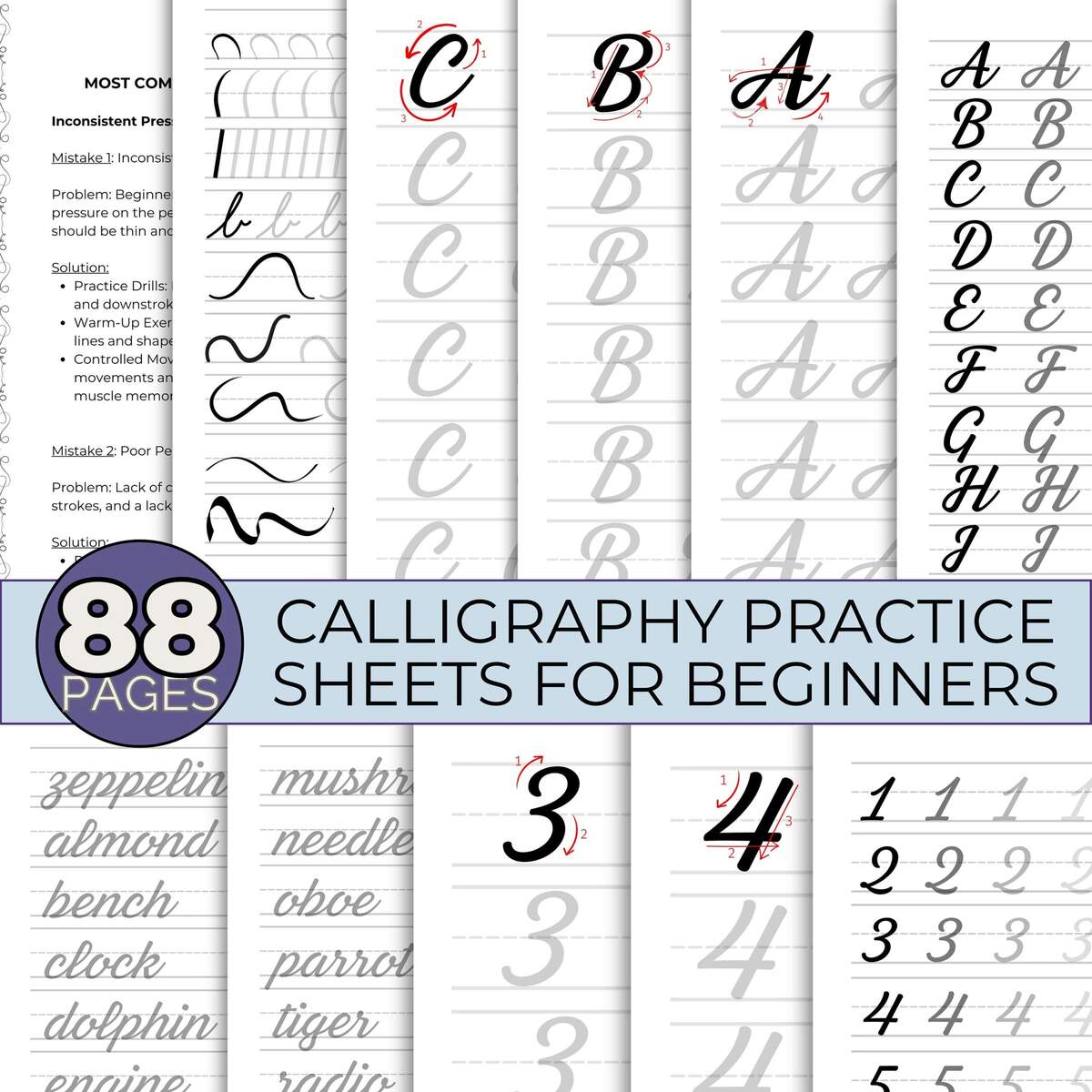 Free Calligraphy Brush Lettering Alphabet Practice Sheets Pdf Calligraphy Practice Sheets Hand Lettering Guide PDF Pattern
