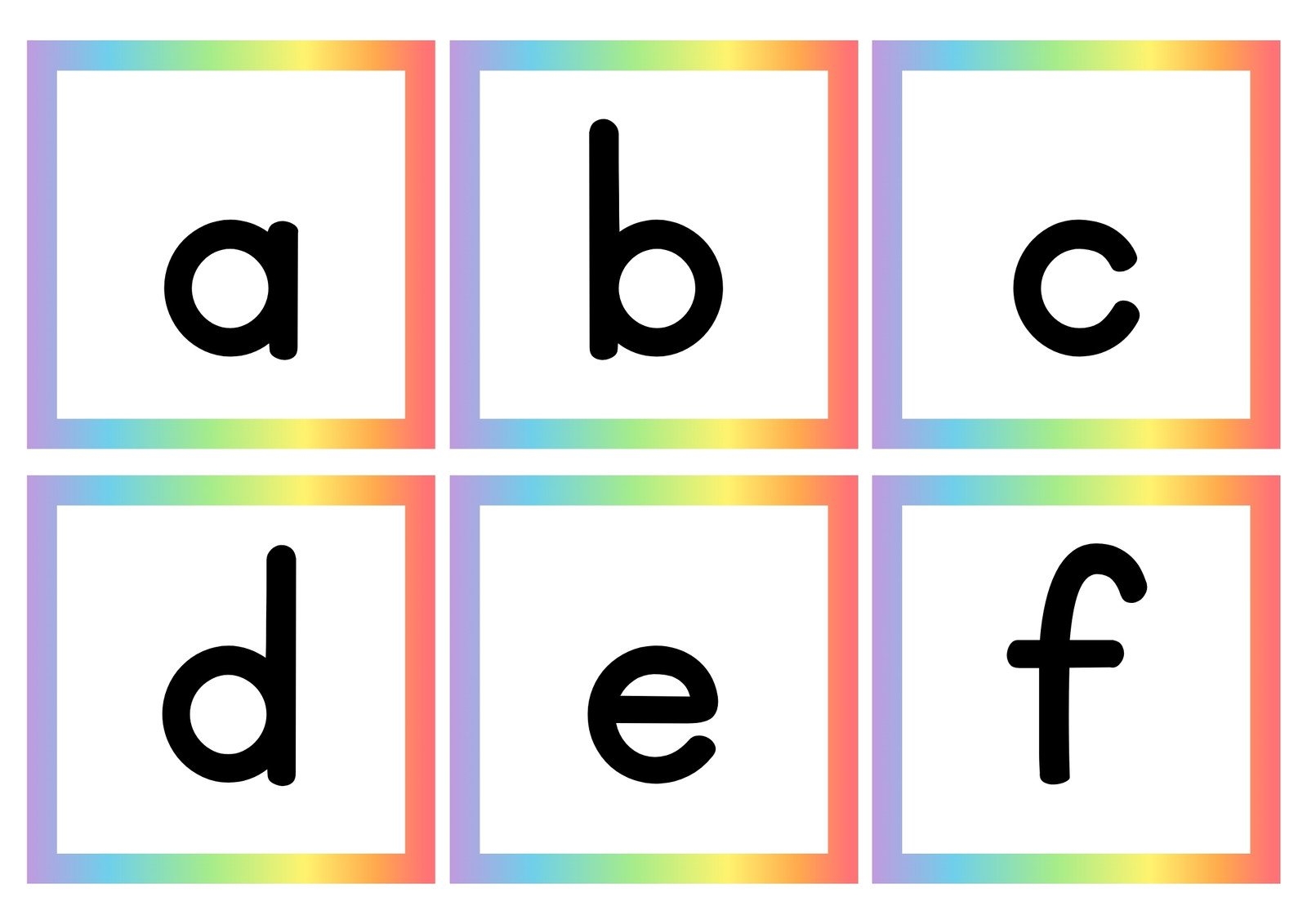 Free Customizable Alphabet Flashcard Templates Canva Lowercase Alphabet Mini Cards Colorful Version Super Simple