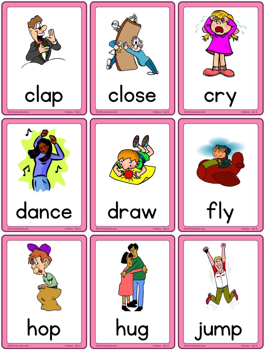 Free ESL Action Flashcards Set A ESL Flashcards