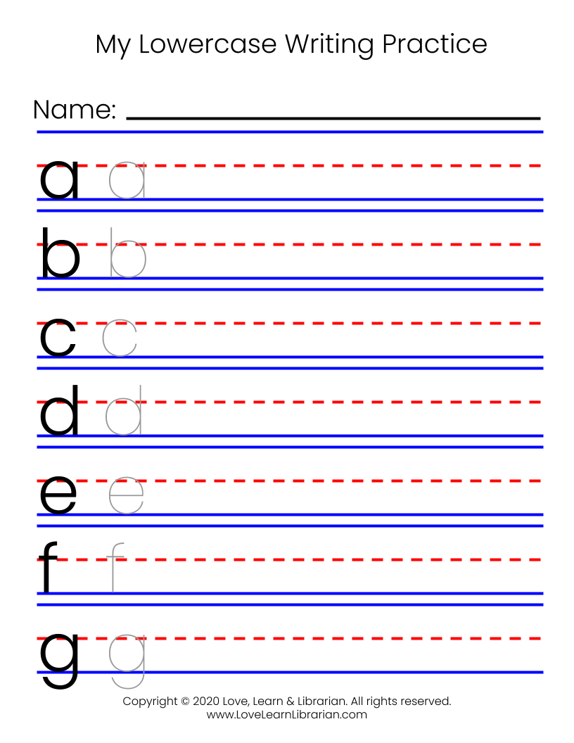 Free Lowercase Trace And Write Practice Sheets Love Learn Librarian