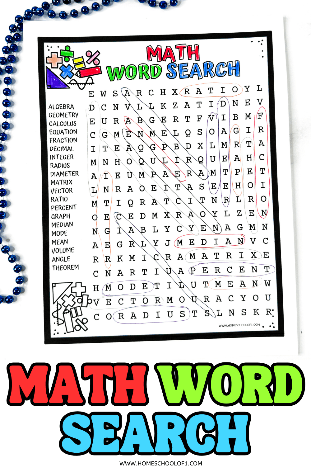 Free Math Word Search Printable