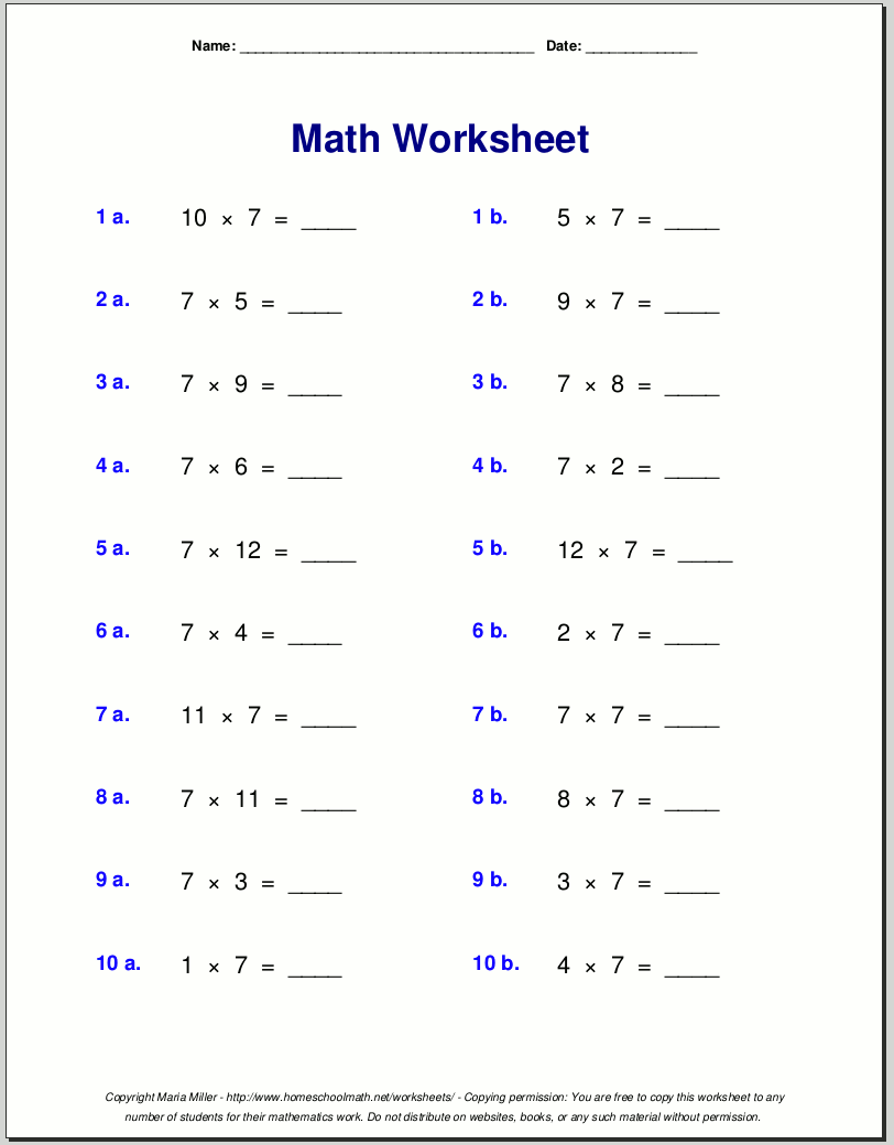 Free Math Worksheets Free Math Worksheets Auto Generated With Answers