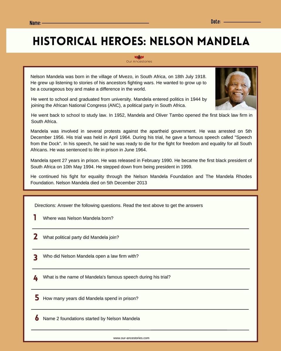 Free Nelson Mandela Worksheet Download Free Nelson Mandela Worksheet Png Images Free Worksheets On Clipart Library