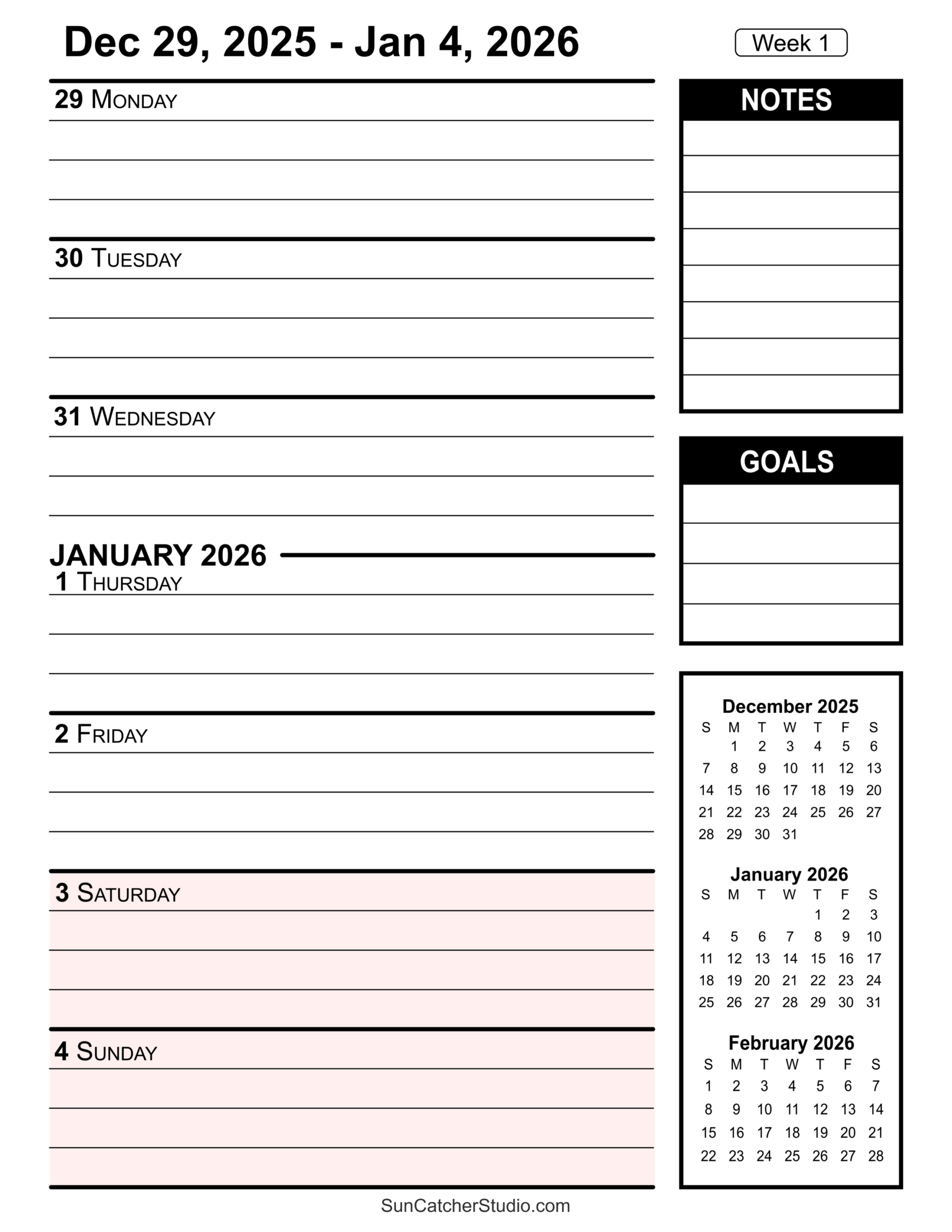 Free 2026 Planner Printable 47 Pages Draw Craft Create