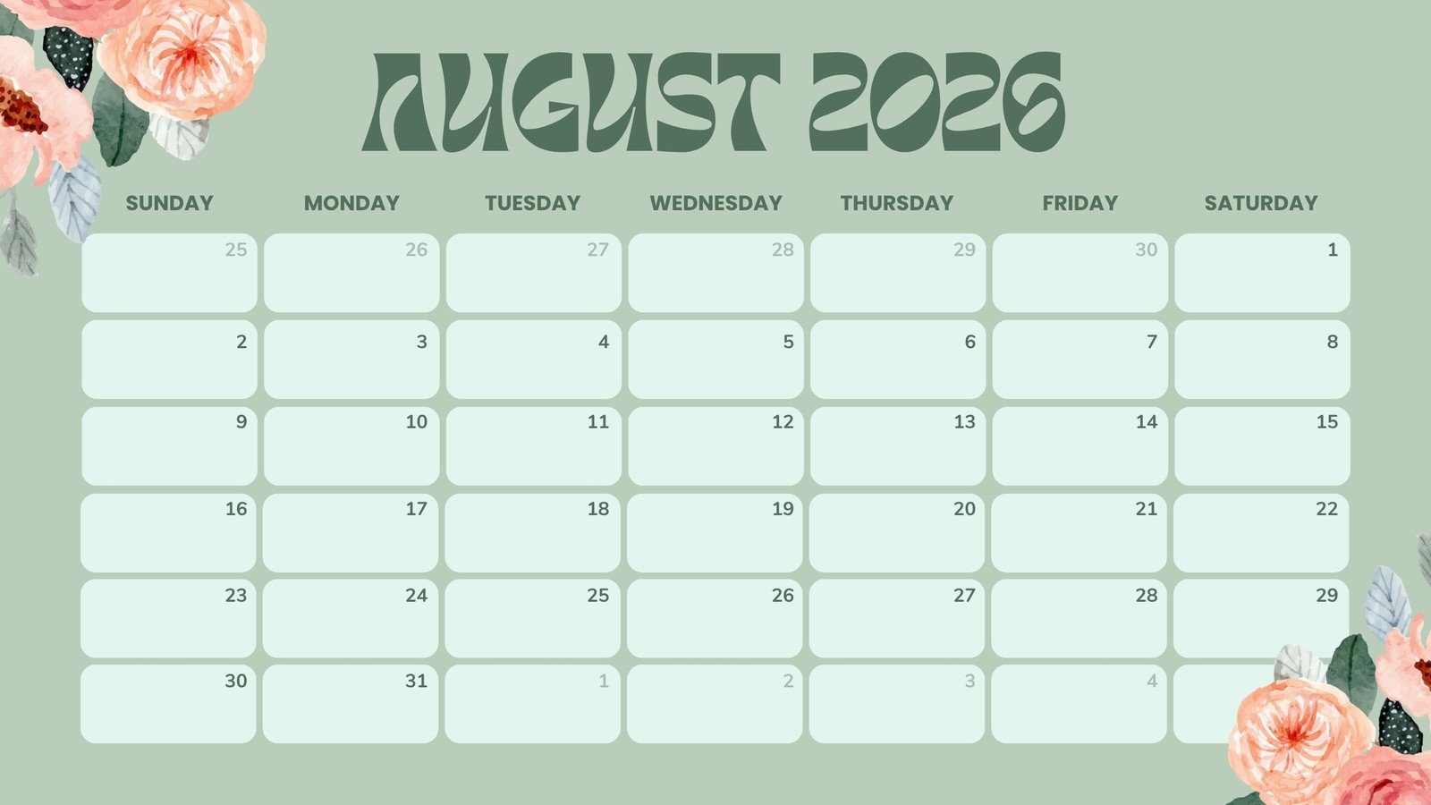 Free Printable August 2026 Calendar Templates Canva Free Printable August 2026 Calendar Templates Canva