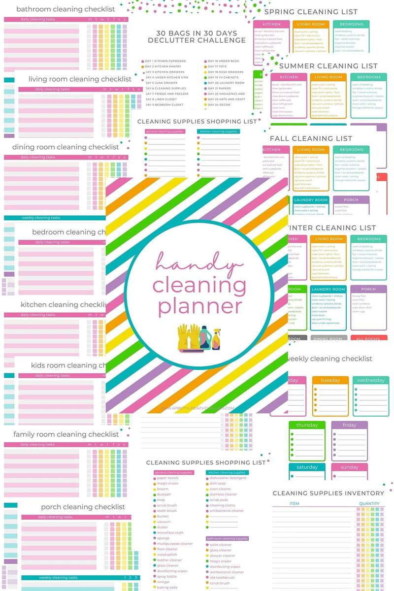 Free Printable Cleaning Planner A Pretty Life In The Suburbs Simple Spring Cleaning Checklists Planner Printable Behind The Designs