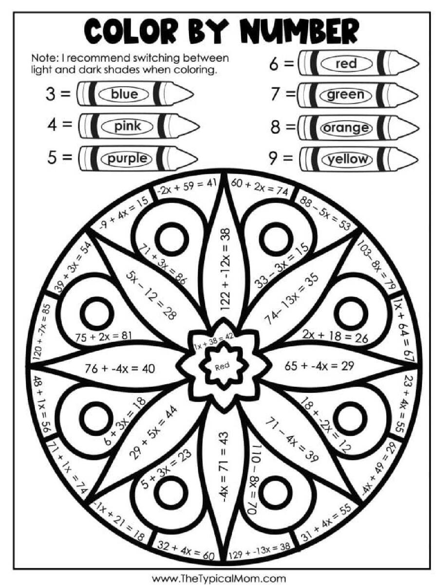 Advanced Color By Number Printable Worksheets Library