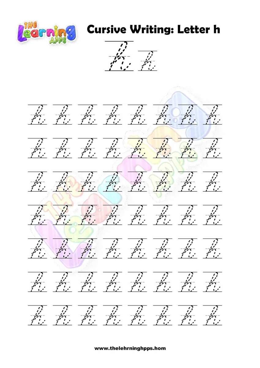 Free Printable Cursive Letter H Writing Grade 1 Worksheets