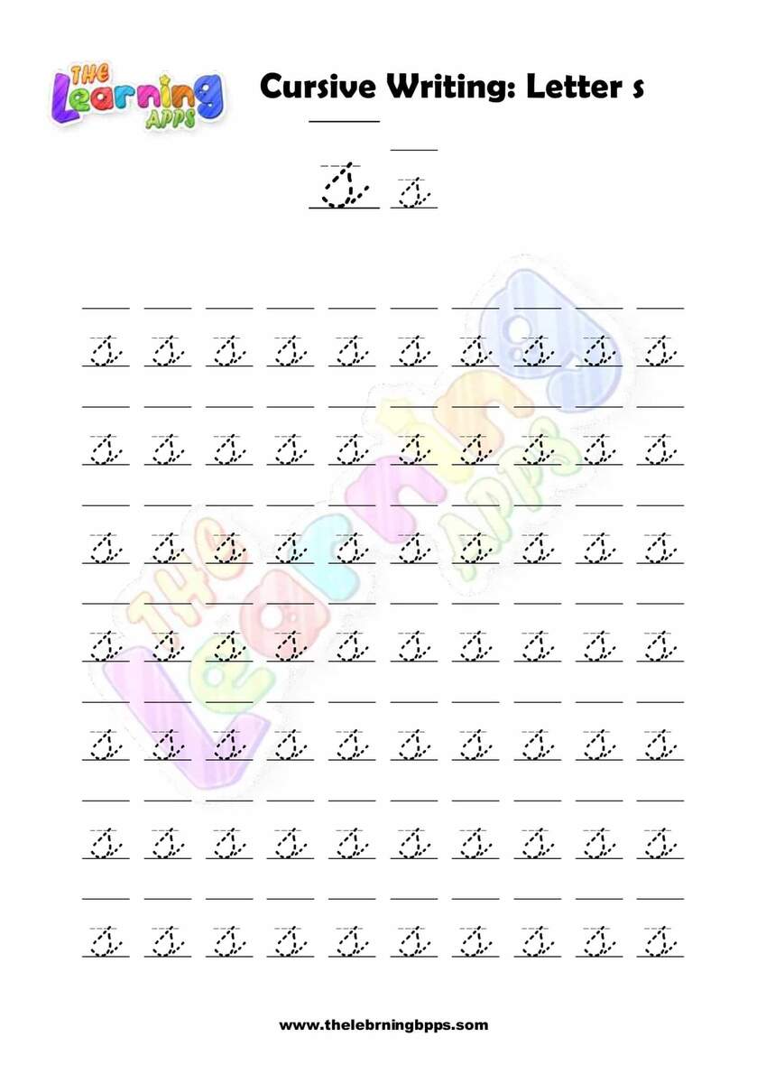 Free Printable Cursive Letter S Writing Grade 1 Worksheets