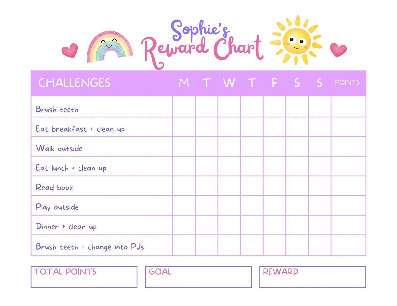 Free Printable Rainbow Reward Chart For Kids Favorite Printables