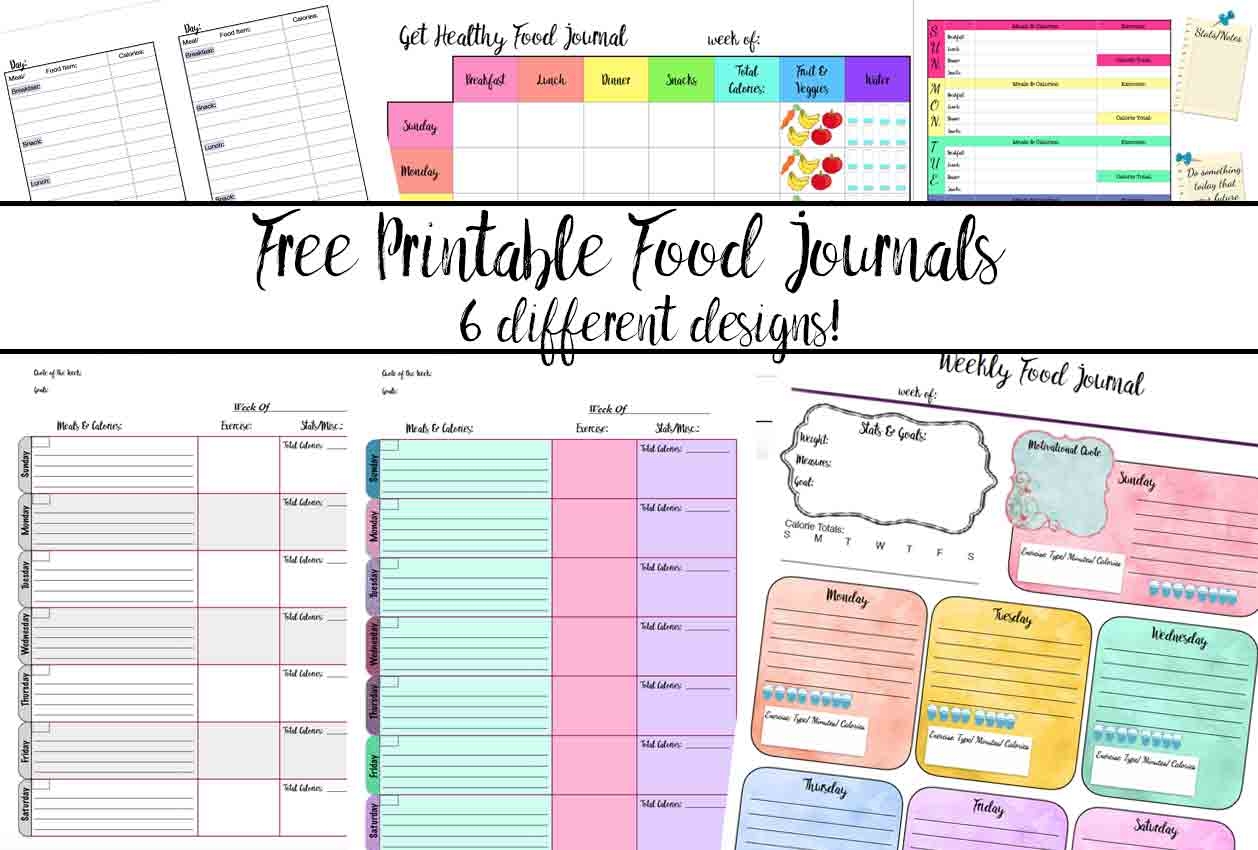 Free Printable Food Journal 6 Different Designs Free Printable Food Diary Templates Word Excel PDF