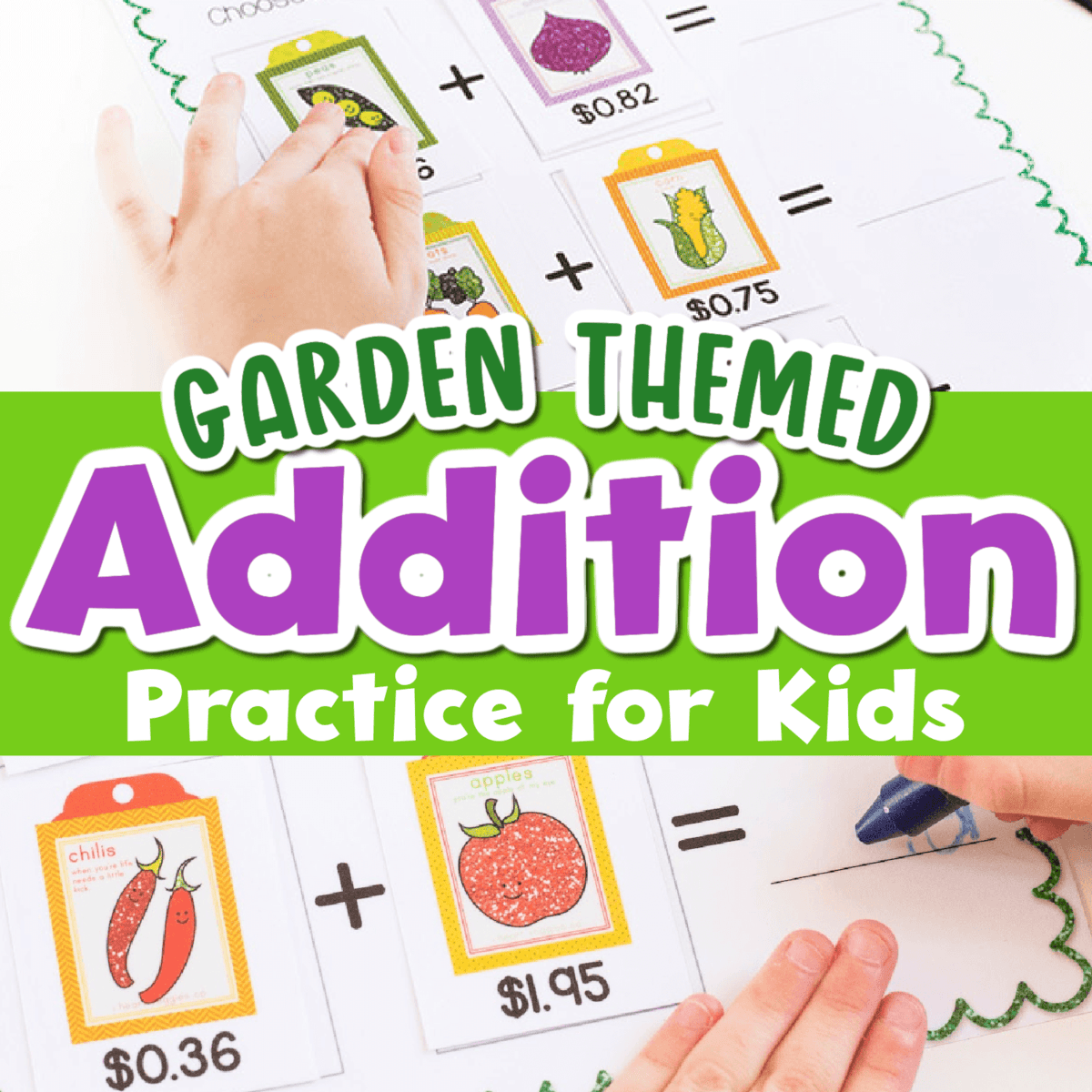 Free Printable Garden Theme Adding Money Activity