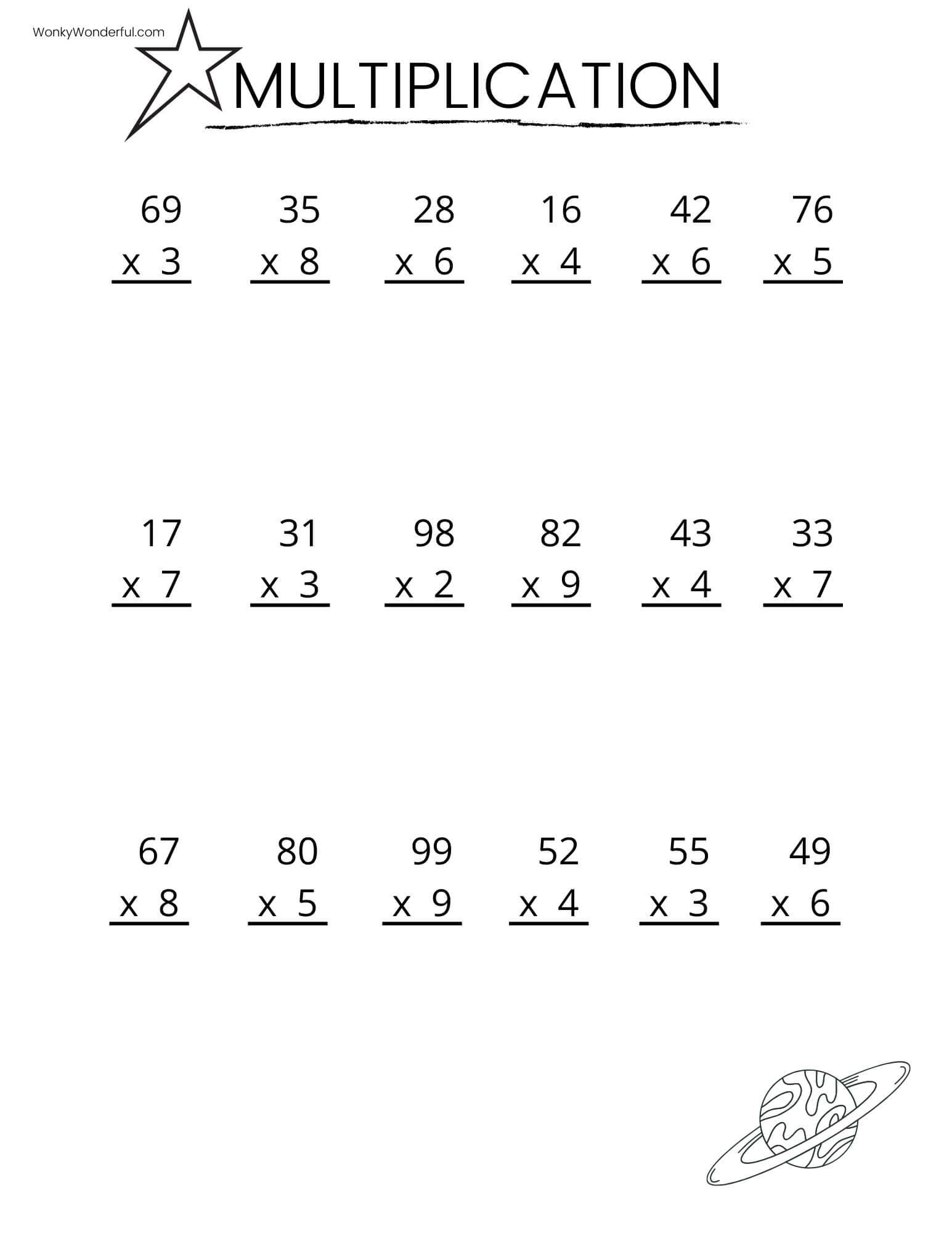 FREE PRINTABLE MULTIPLICATION WORKSHEETS WonkyWonderful Multiplication Worksheets K12 Math Worksheets