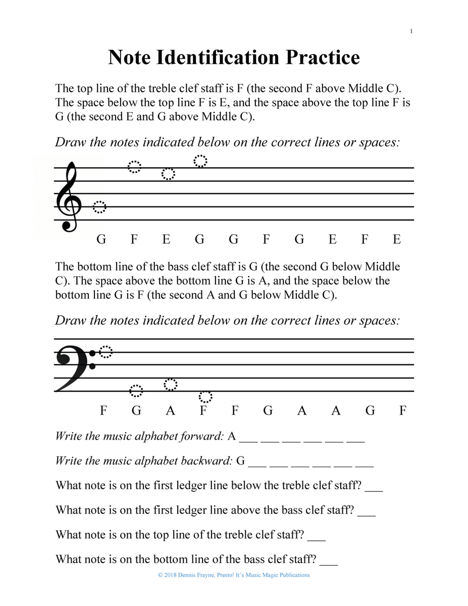 Worksheets On That Note