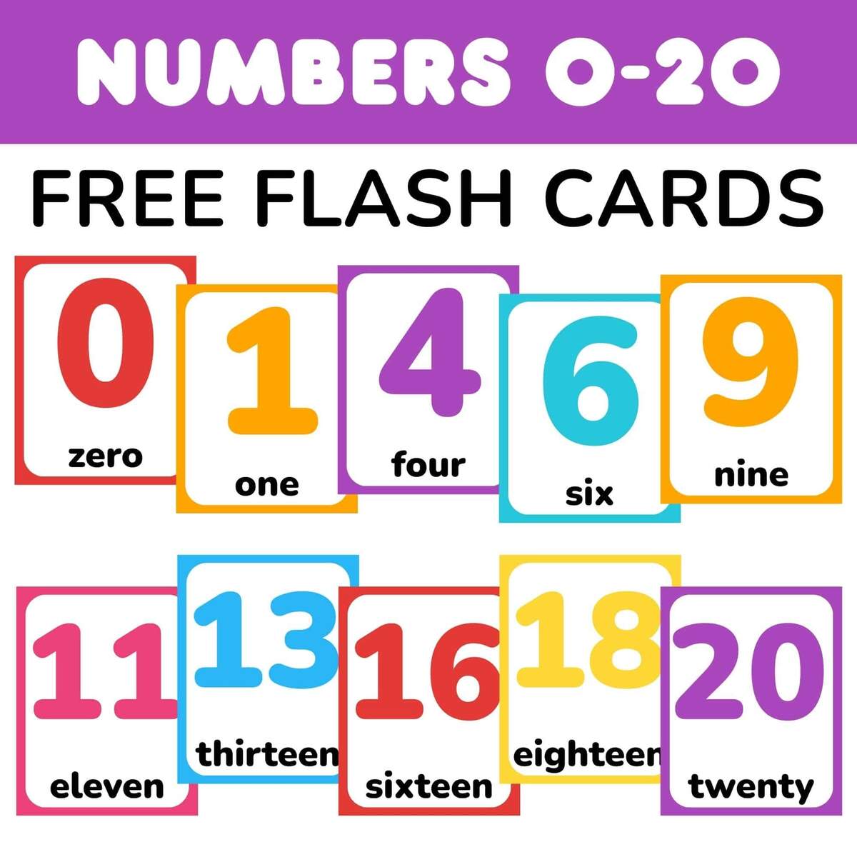 Free Printable Number Flashcards 0 20 With Words